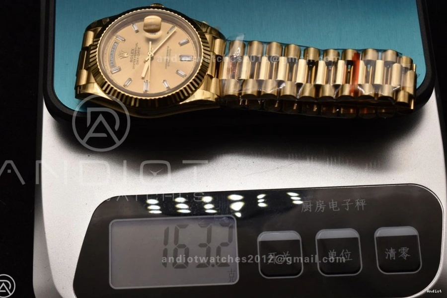 DayDate Bracelet 904L Gain President Steel GMF 40 YG Diamond Gold Markers A3255 Dial Weight V2 On 0111